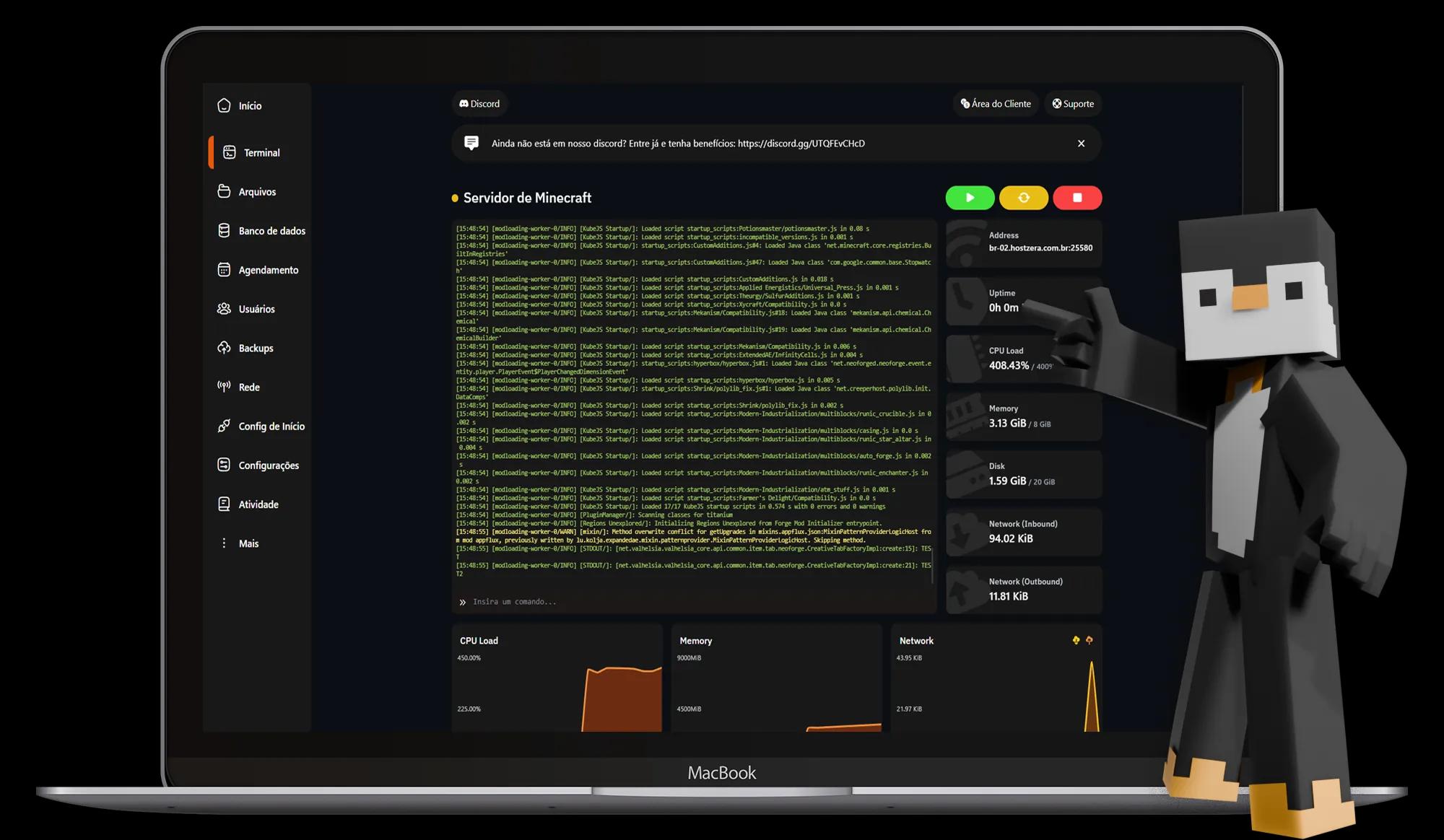 Painel de Controle Hostzera